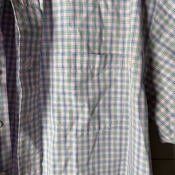 Brooks Brothers Men's Short Sleeve Button Down Shirt, XL, Blue Pink Plaid - Picture 7 of 7